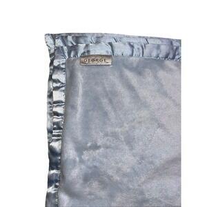 George Blue Satin Trim Baby Blanket Minky Sherpa Lovey Vtg Walmart